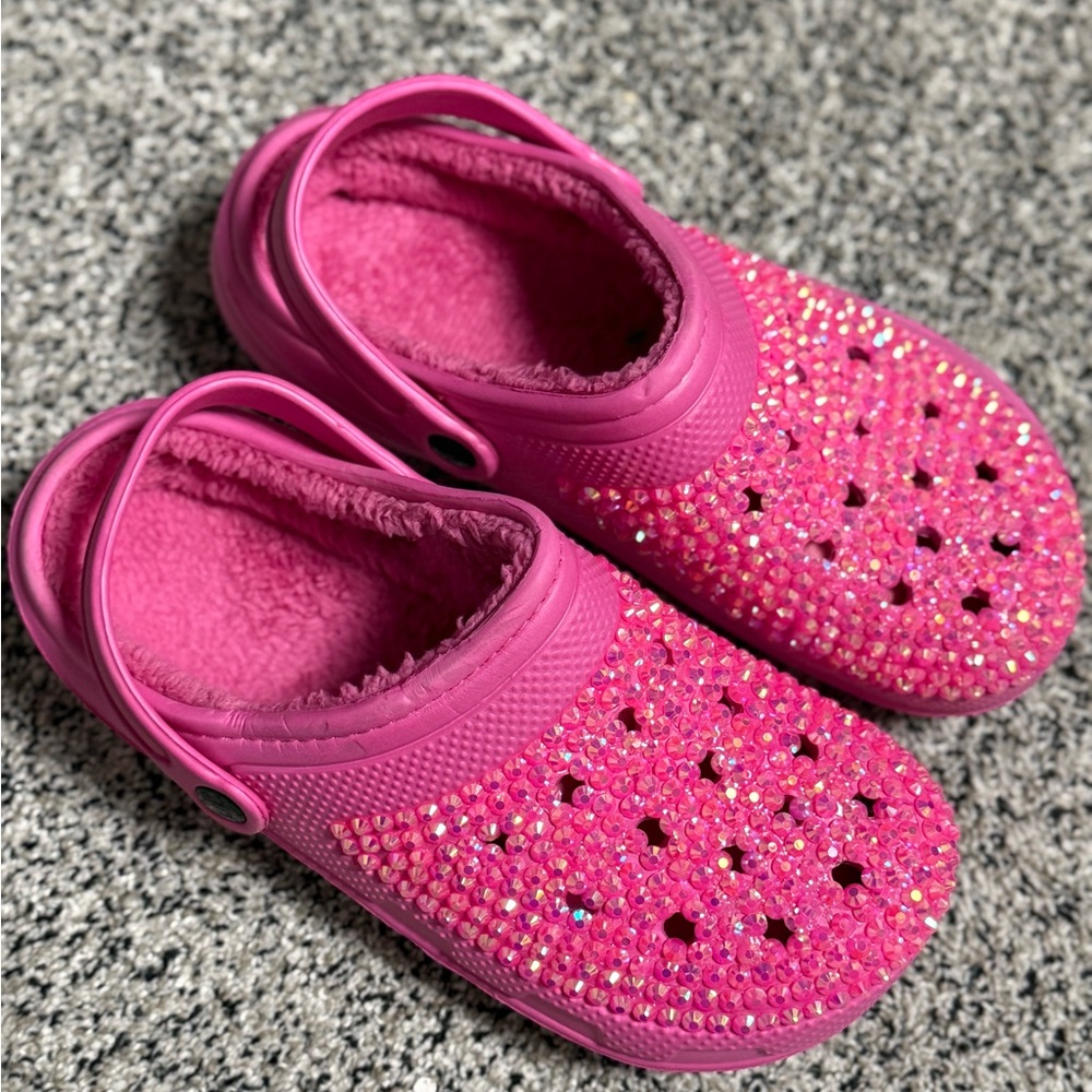 Women's Pink Rhinestone Slippers
